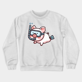 cute pig snorkeling Crewneck Sweatshirt